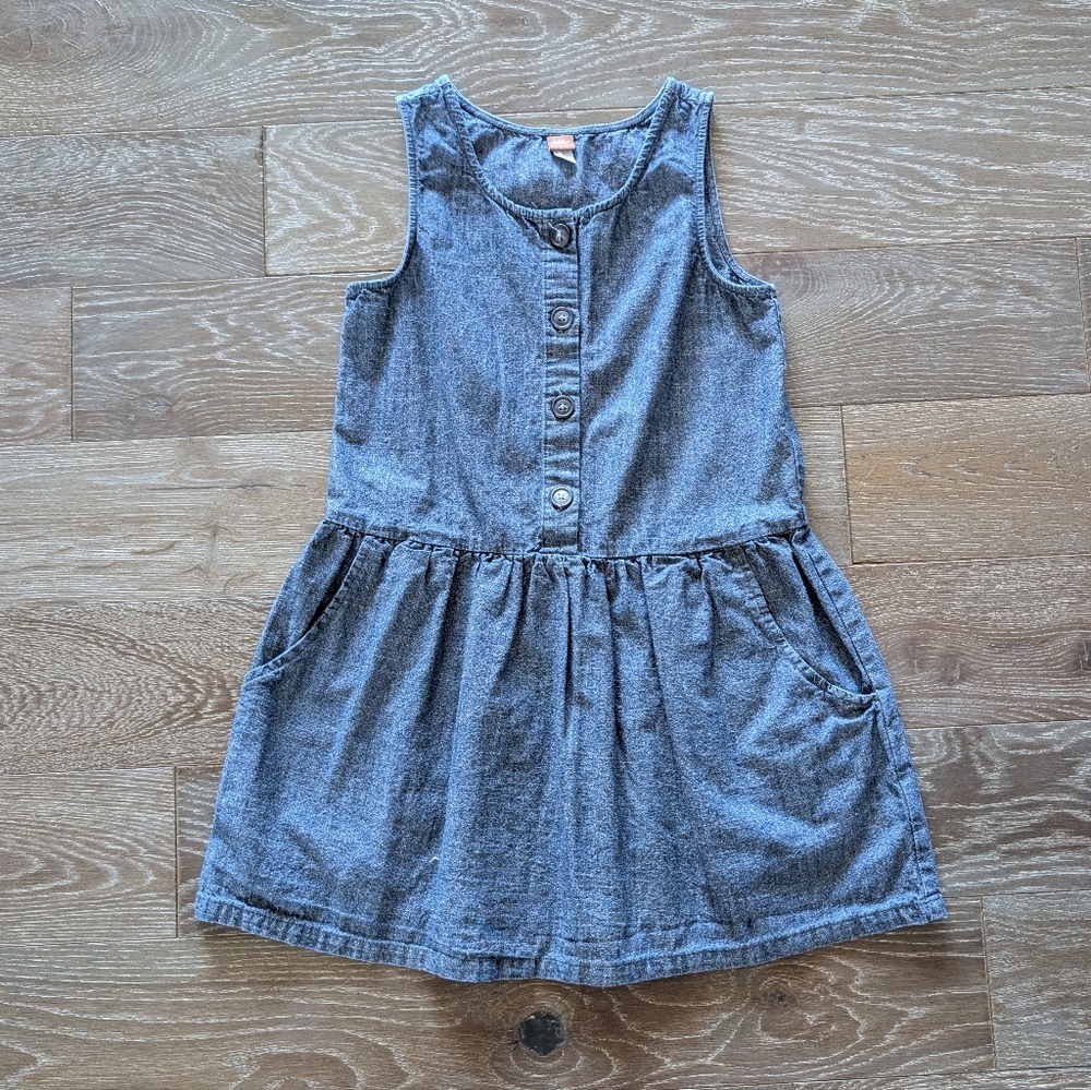 Tea Collection Chambray Denim Button Up Jumper Dress Size 8